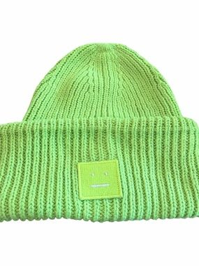 Acne Neon Green Unisex Knit Beanie